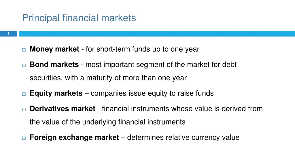principal financial markets