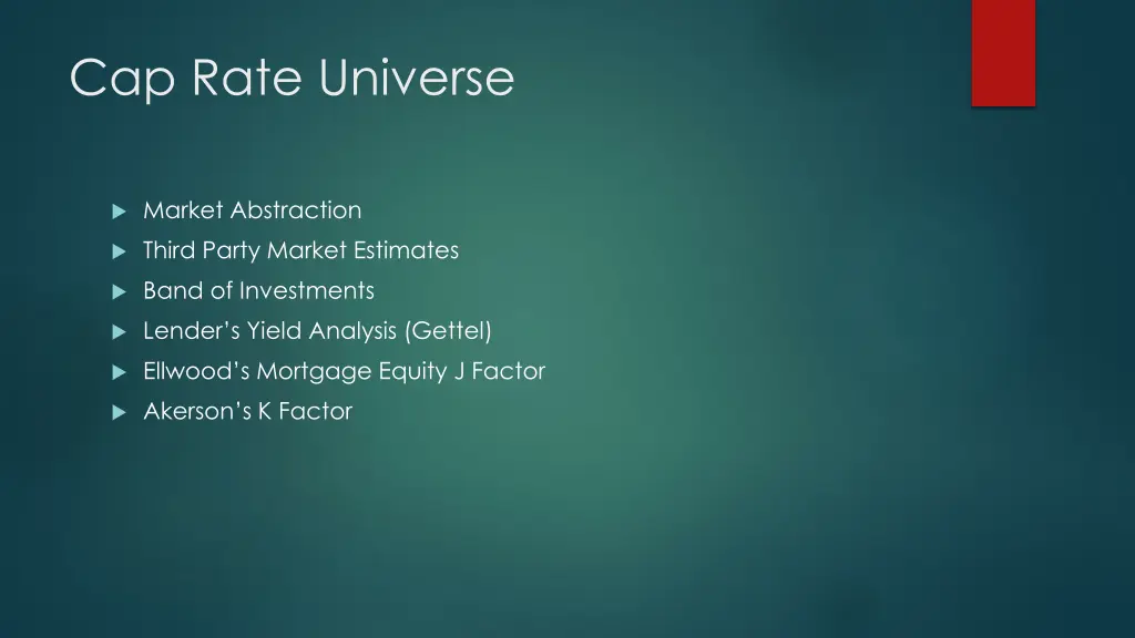 cap rate universe