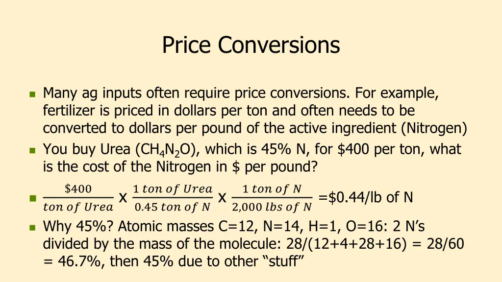 price conversions