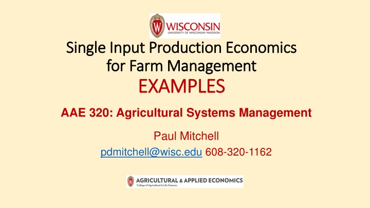 single input production economics single input