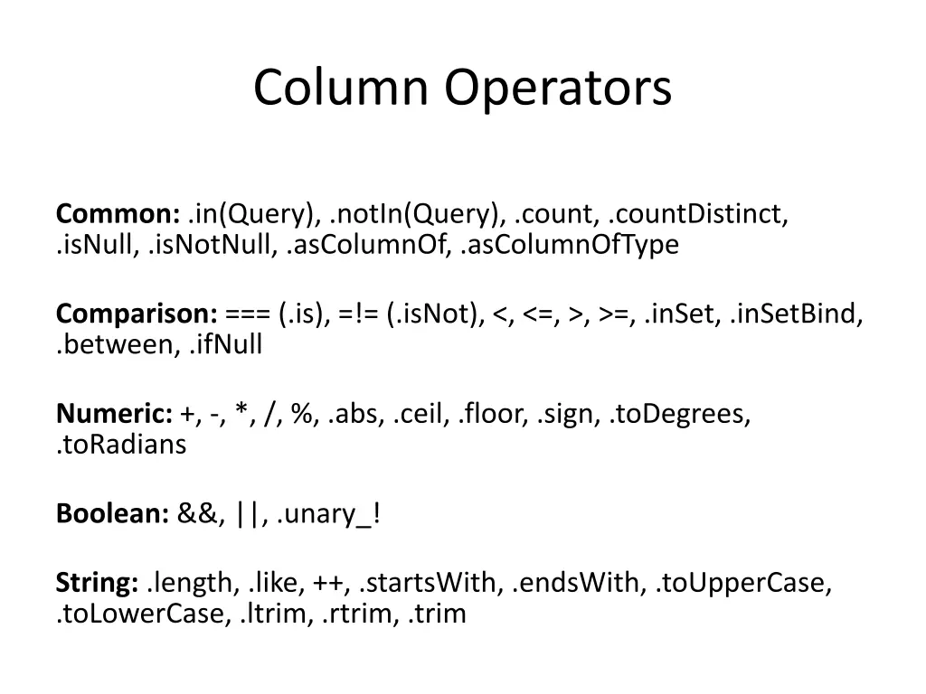 column operators