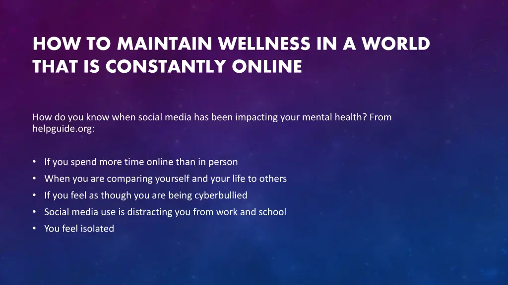 how to maintain wellness in a world that