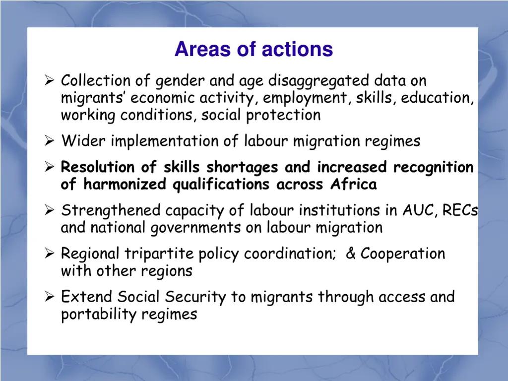areas of actions