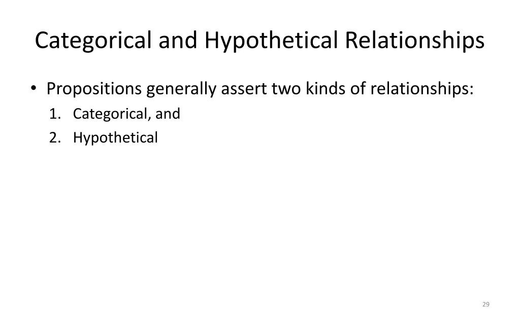categorical and hypothetical relationships