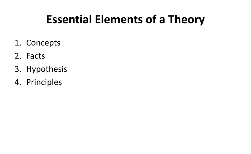 essential elements of a theory