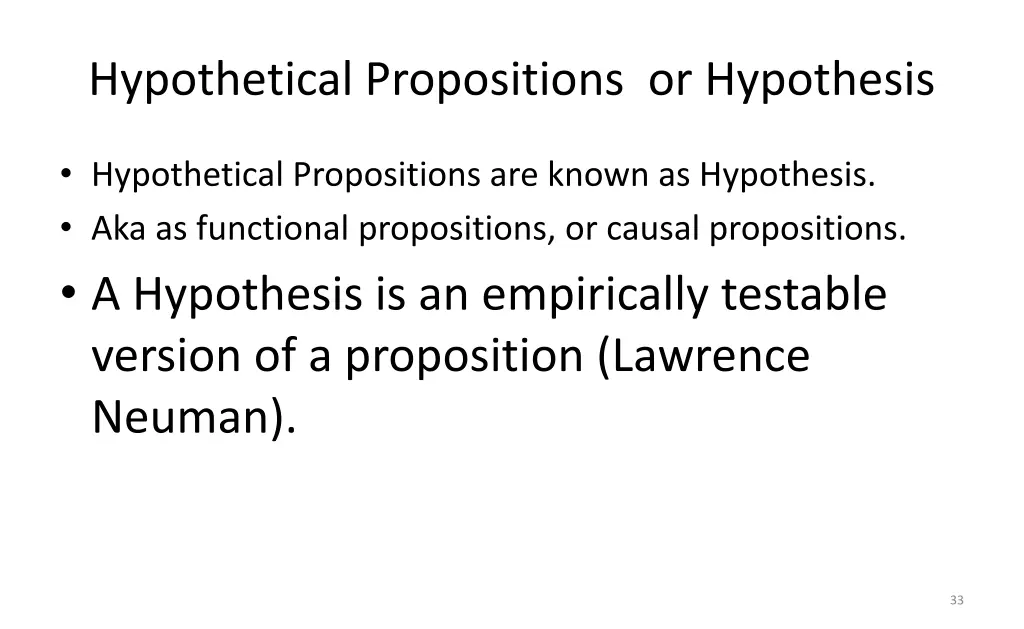 hypothetical propositions or hypothesis