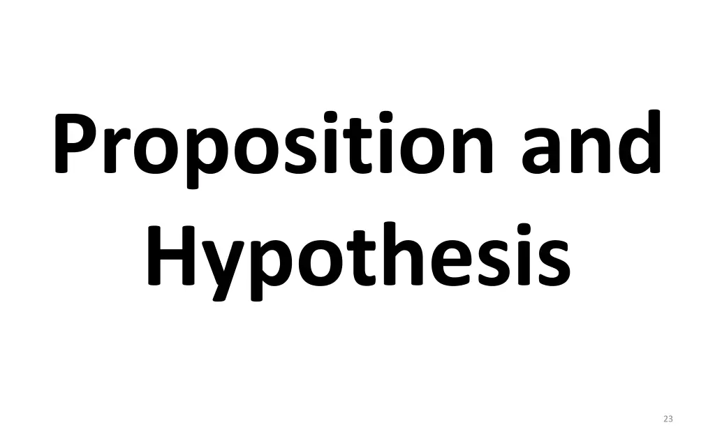 proposition and hypothesis