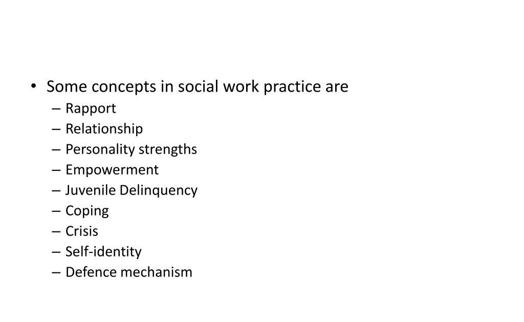 some concepts in social work practice are rapport