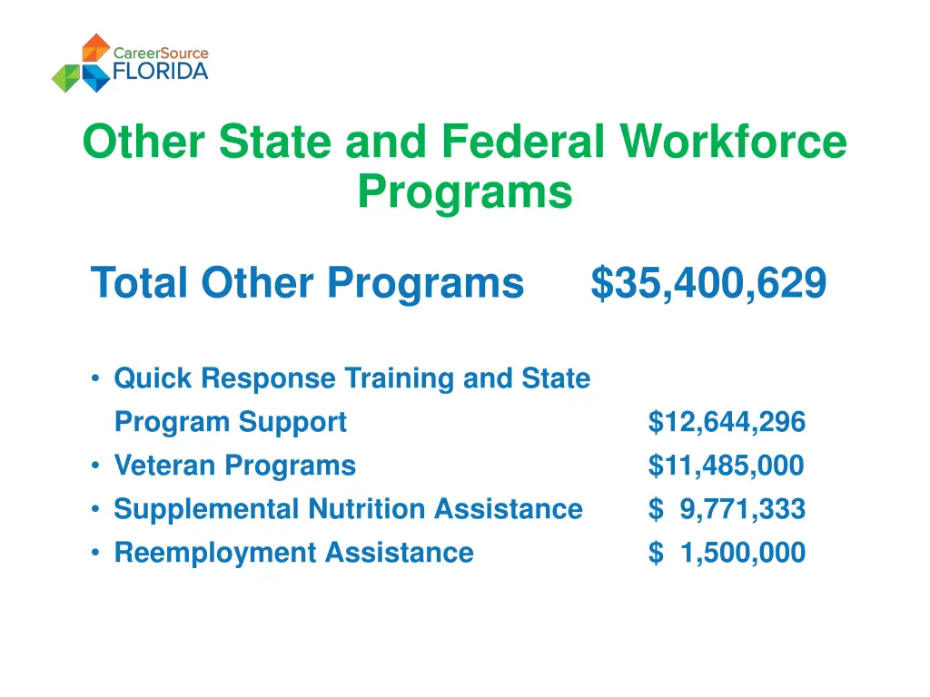 other state and federal workforce programs
