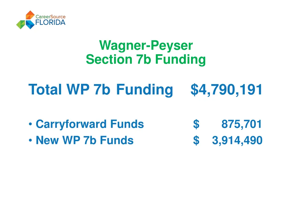 wagner peyser section 7b funding