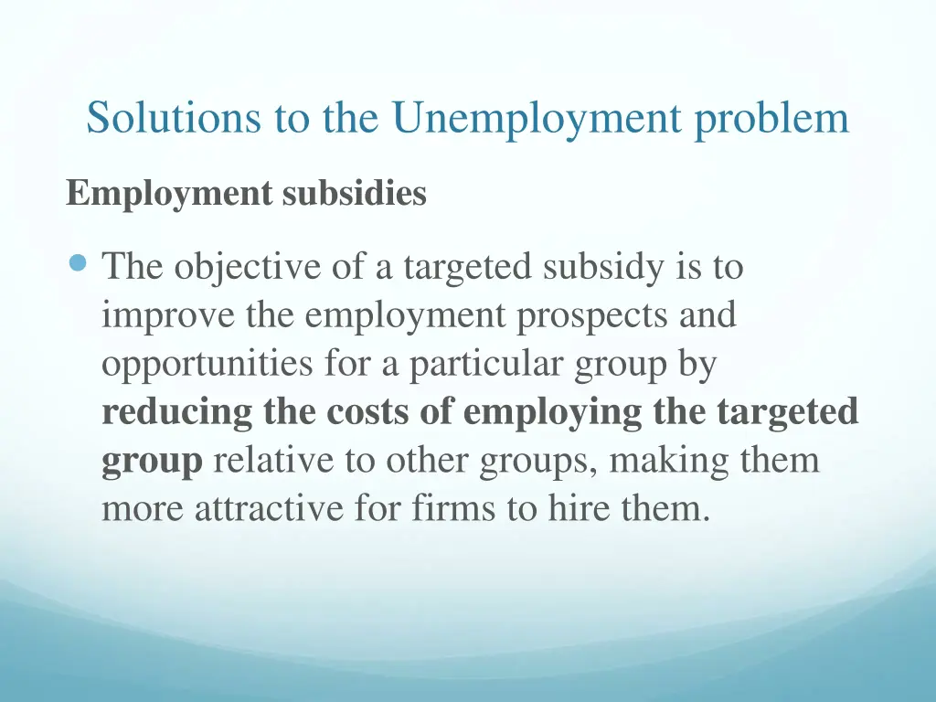 solutions to the unemployment problem 1