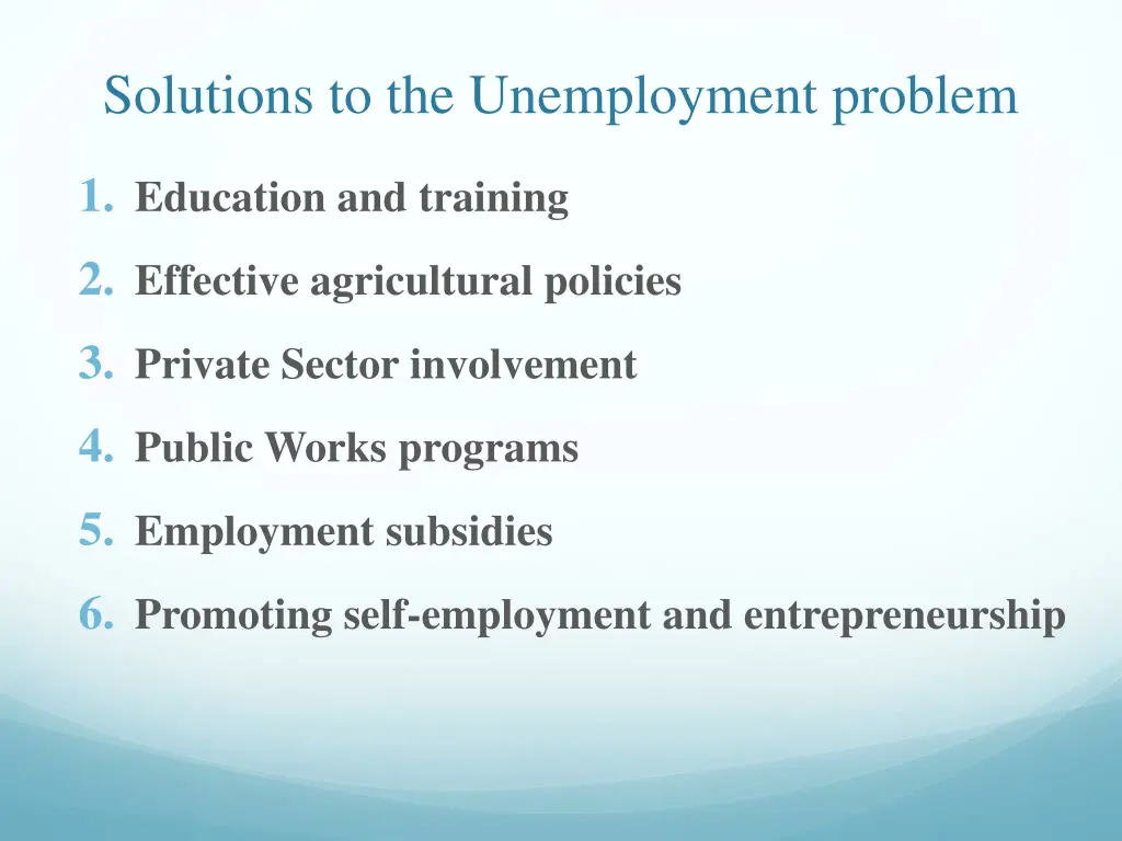 solutions to the unemployment problem
