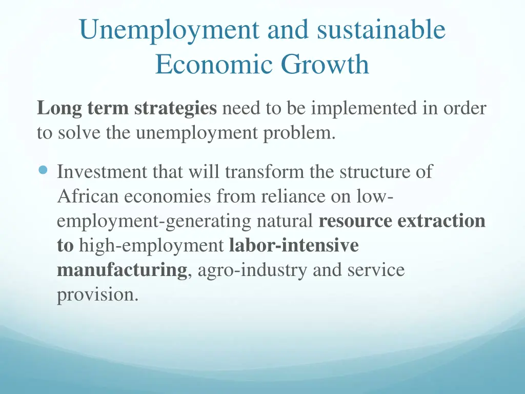 unemployment and sustainable economic growth