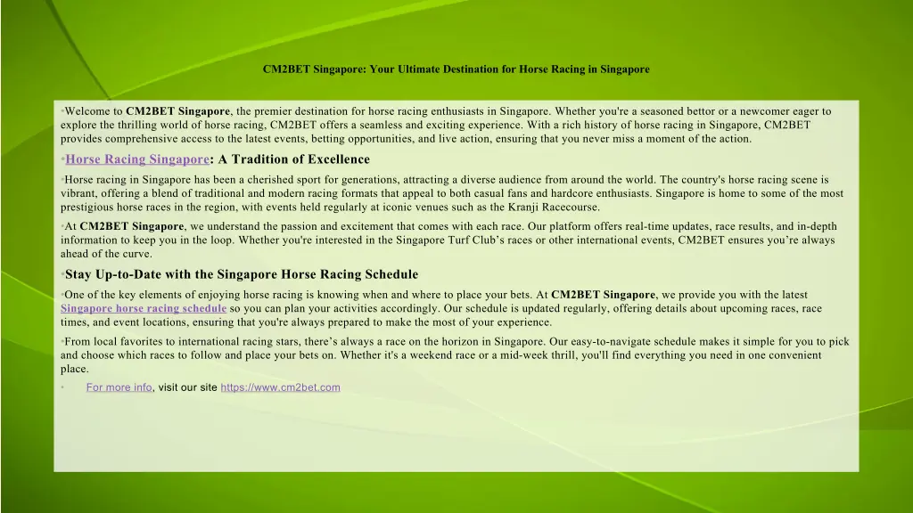 cm2bet singapore your ultimate destination