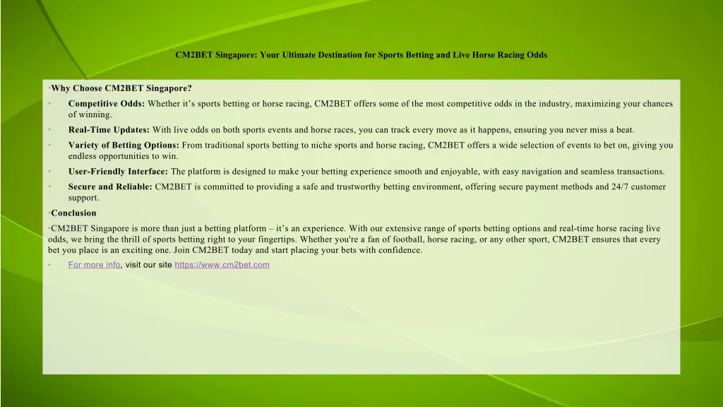 cm2bet singapore your ultimate destination 1