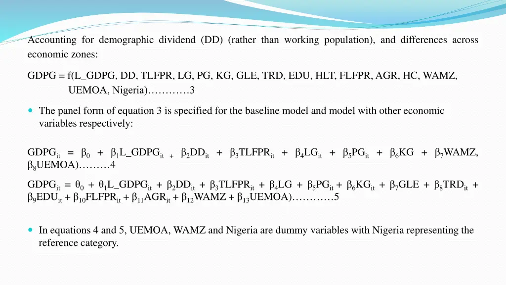 accounting for demographic dividend dd rather
