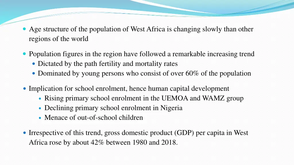 age structure of the population of west africa