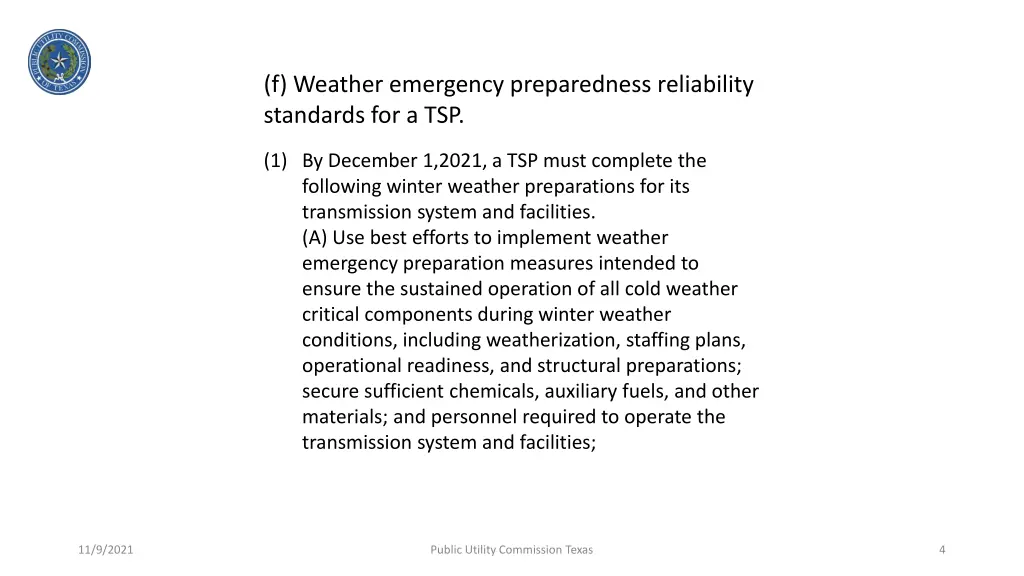 f weather emergency preparedness reliability