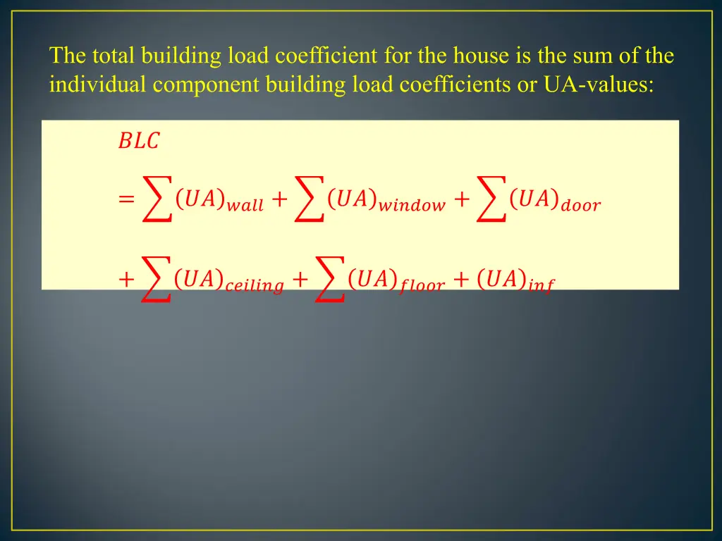 the total building load coefficient for the house