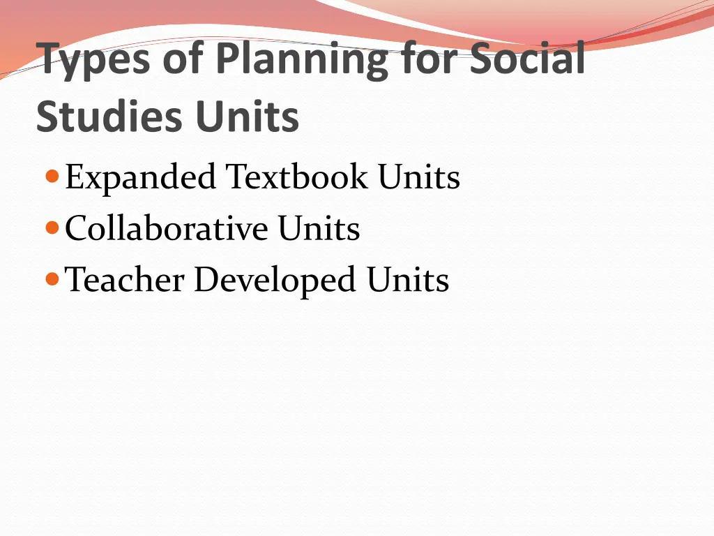 types of planning for social studies units