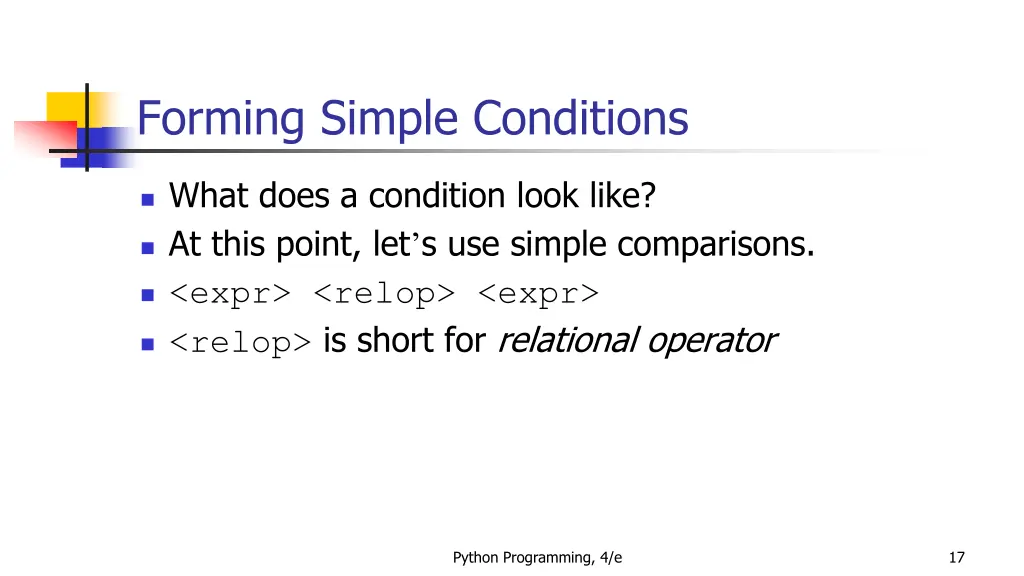 forming simple conditions