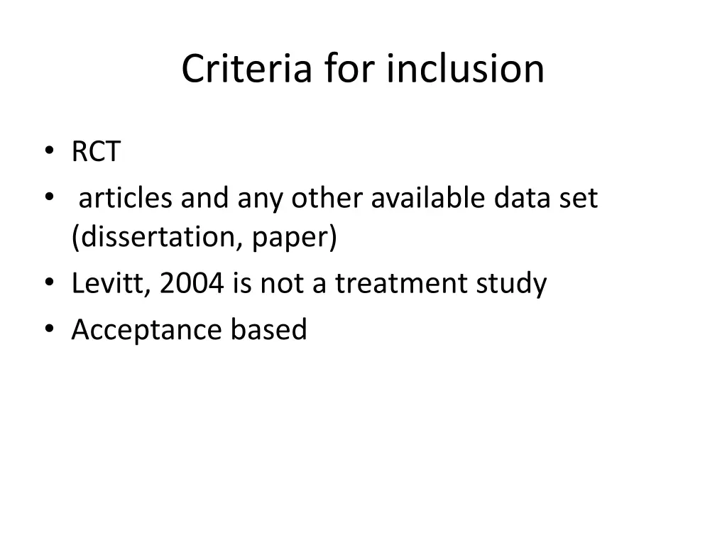 criteria for inclusion