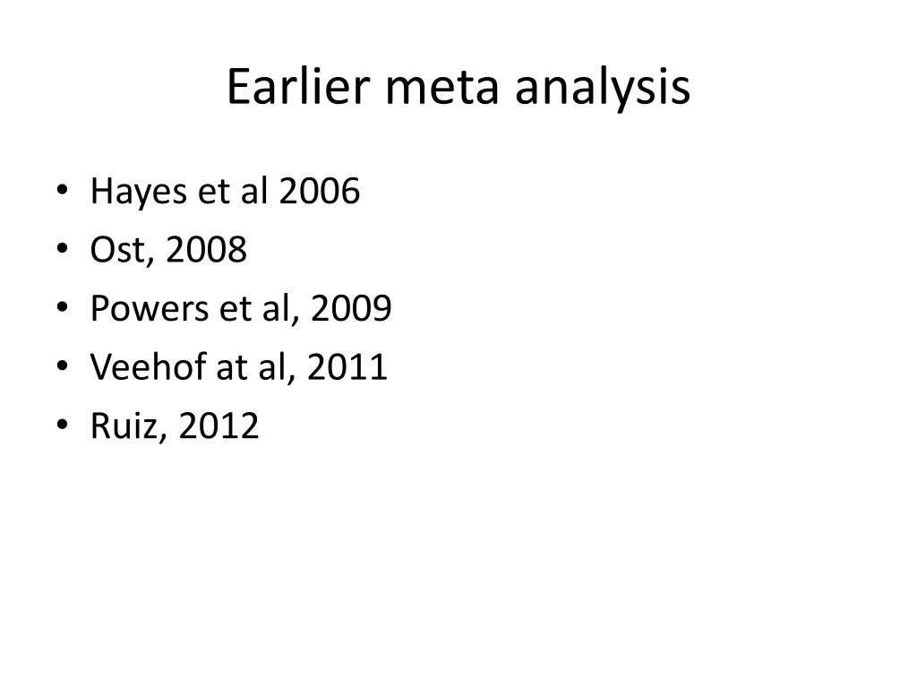 earlier meta analysis