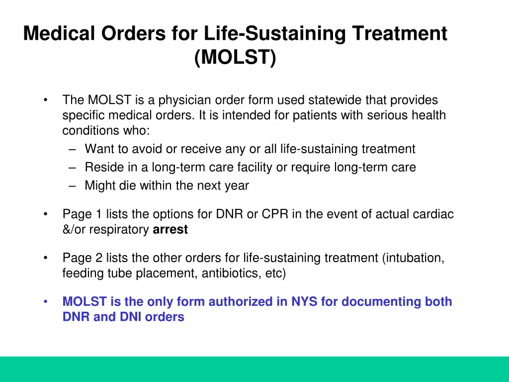 medical orders for life sustaining treatment molst