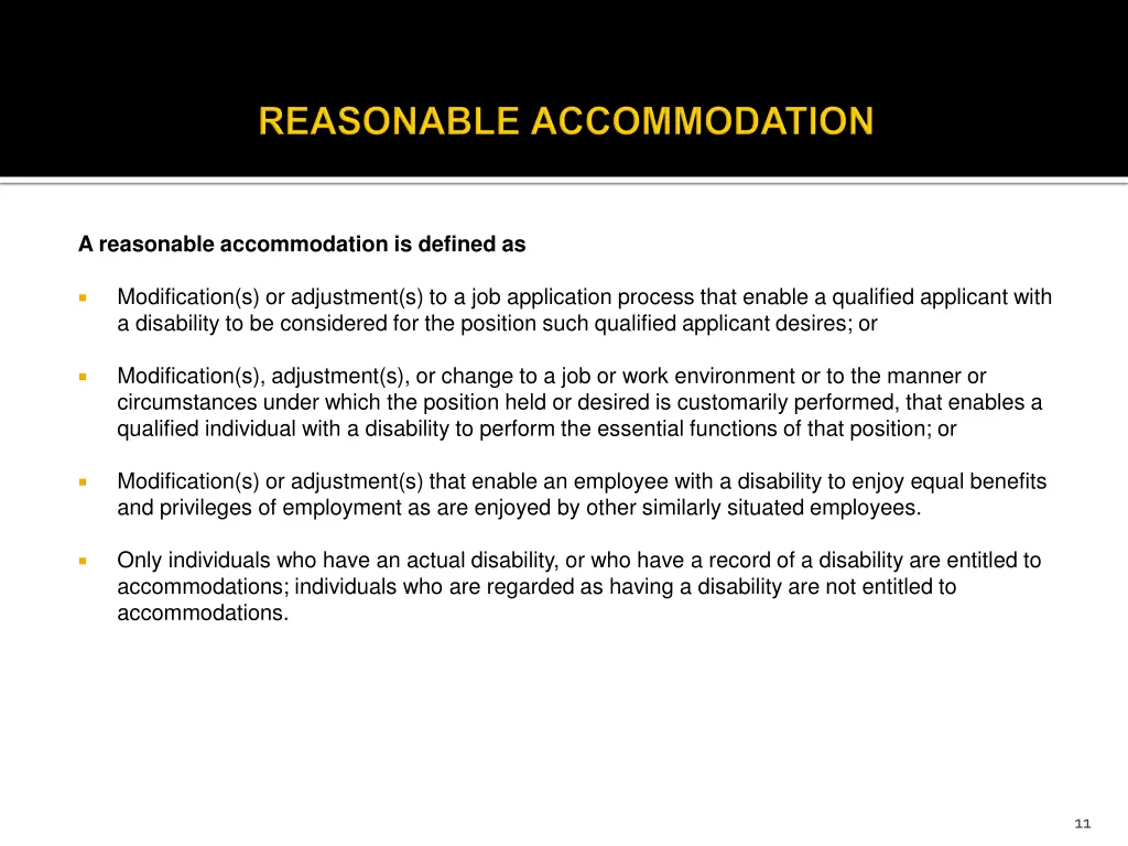a reasonable accommodation is defined as