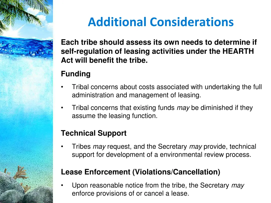 additional considerations