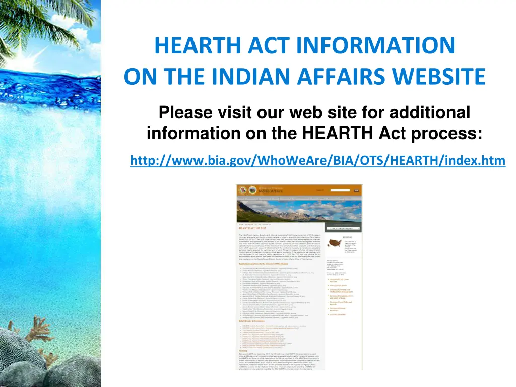 hearth act information on the indian affairs