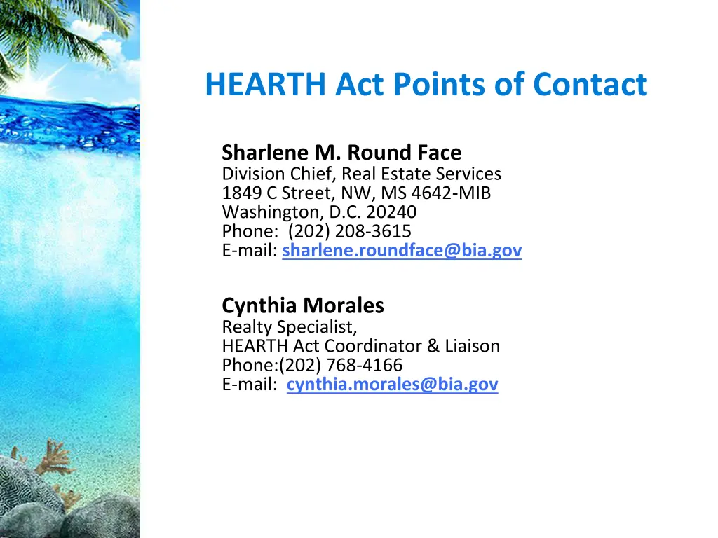 hearth act points of contact
