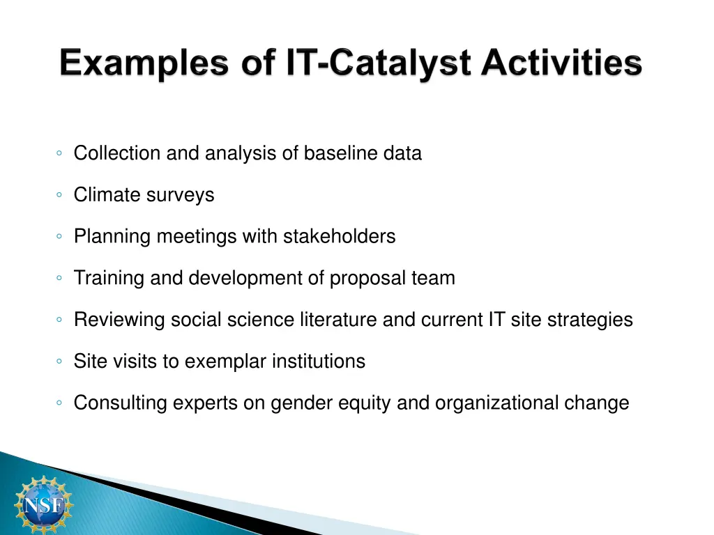 collection and analysis of baseline data