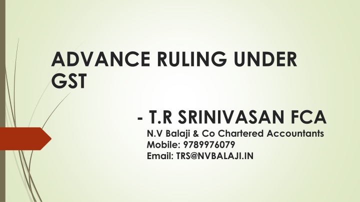 advance ruling under gst