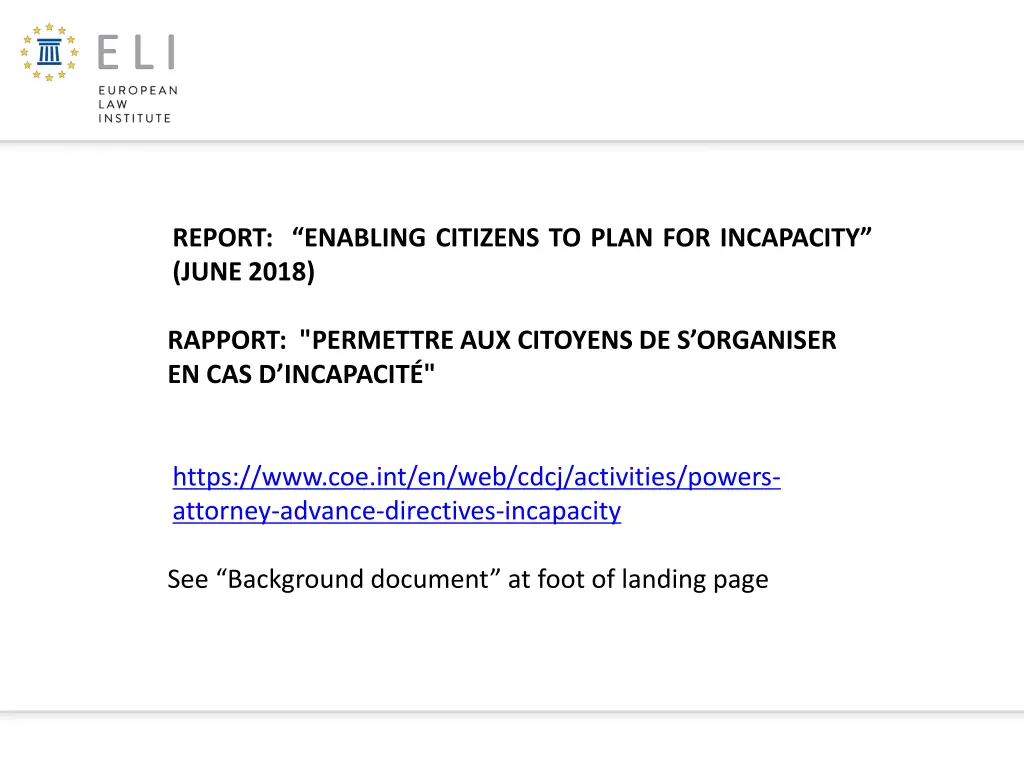 report enabling citizens to plan for incapacity