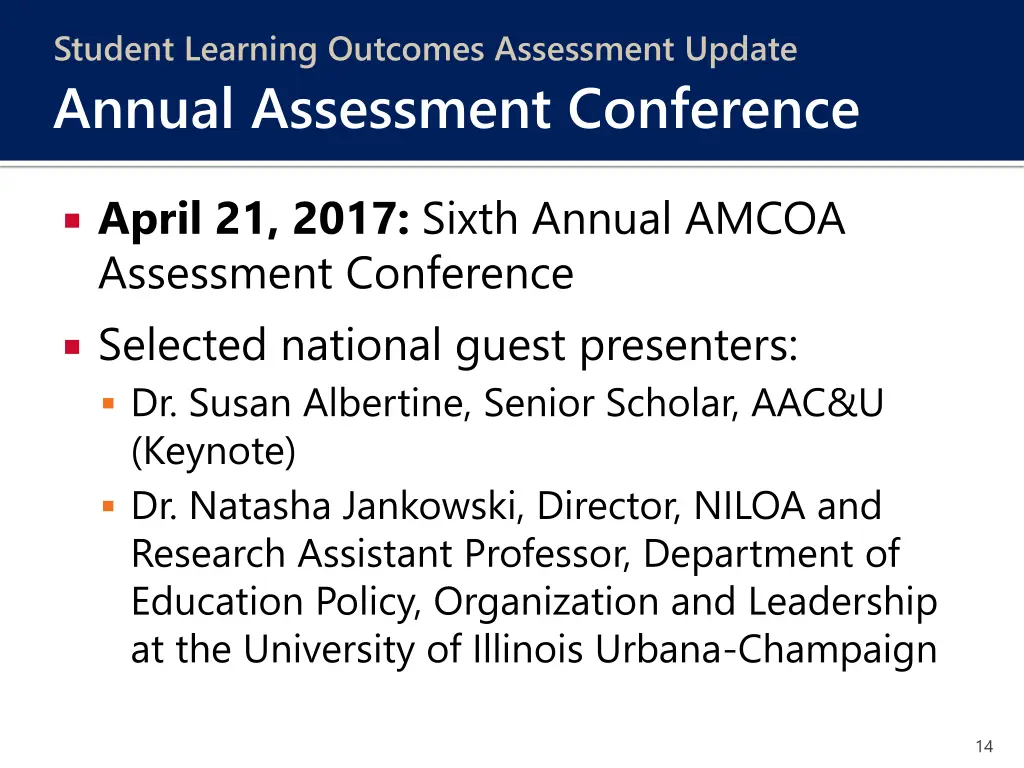 student learning outcomes assessment update 7