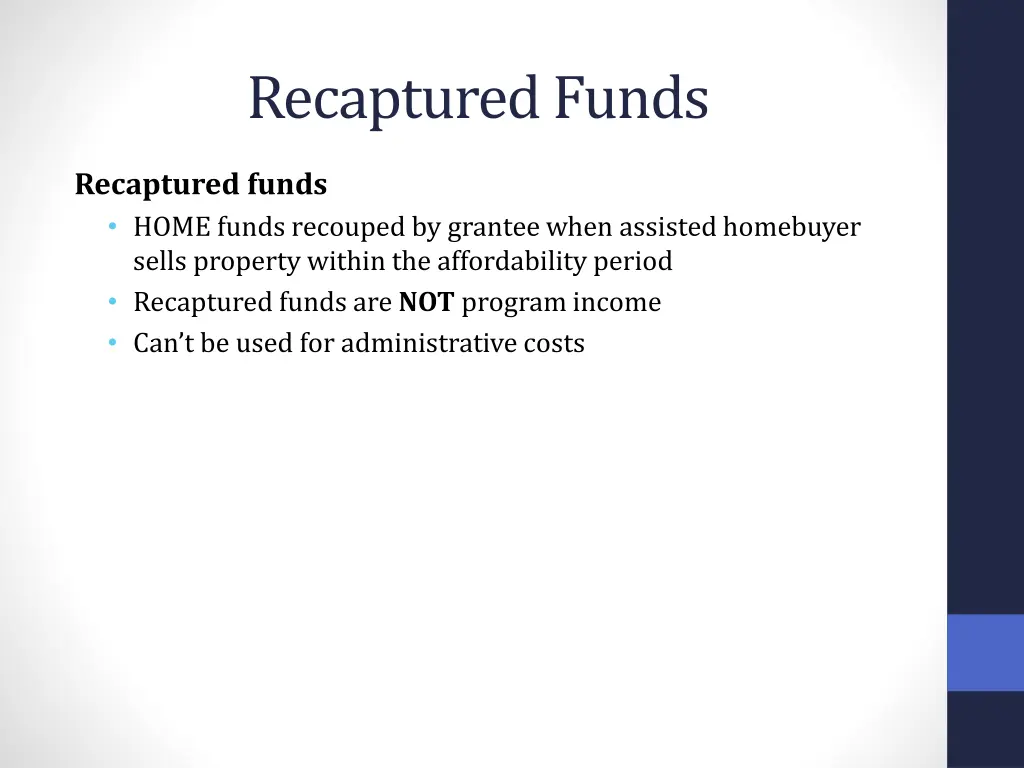recaptured funds
