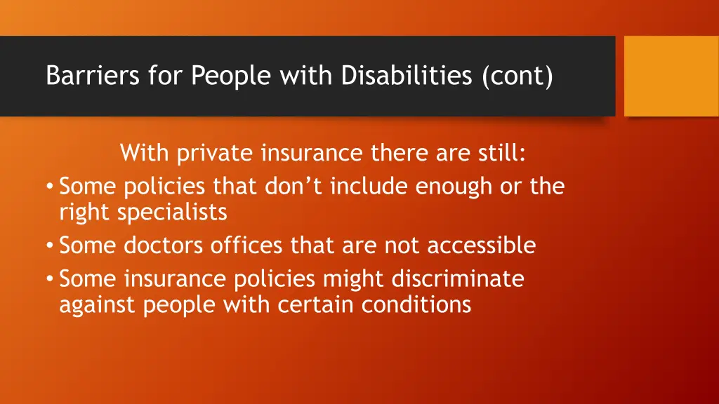 barriers for people with disabilities cont