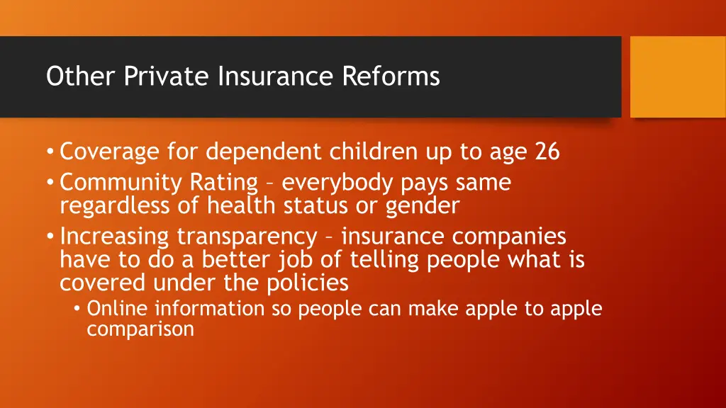 other private insurance reforms