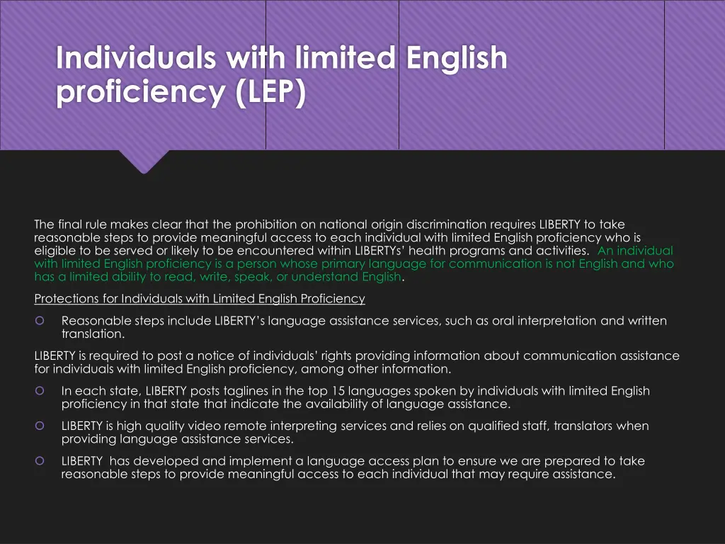individuals with limited english proficiency lep