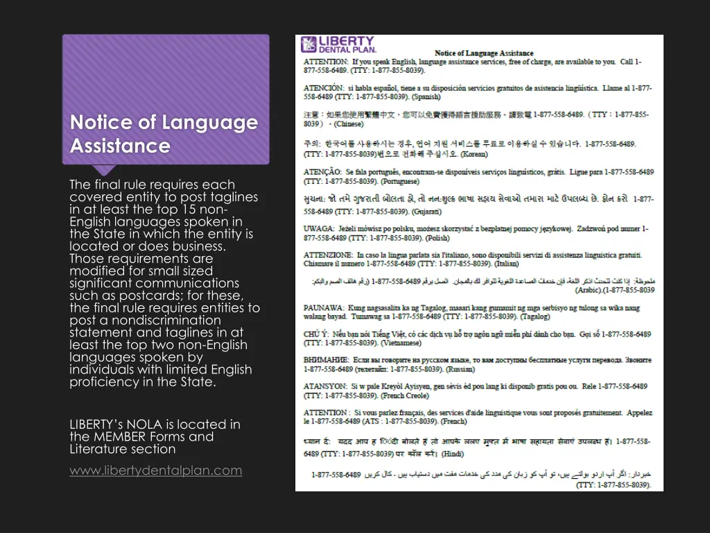 notice of language assistance