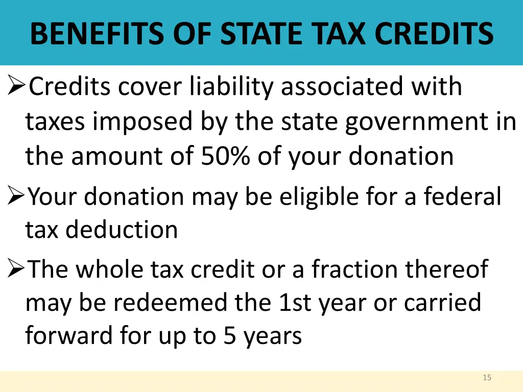 benefits of state tax credits