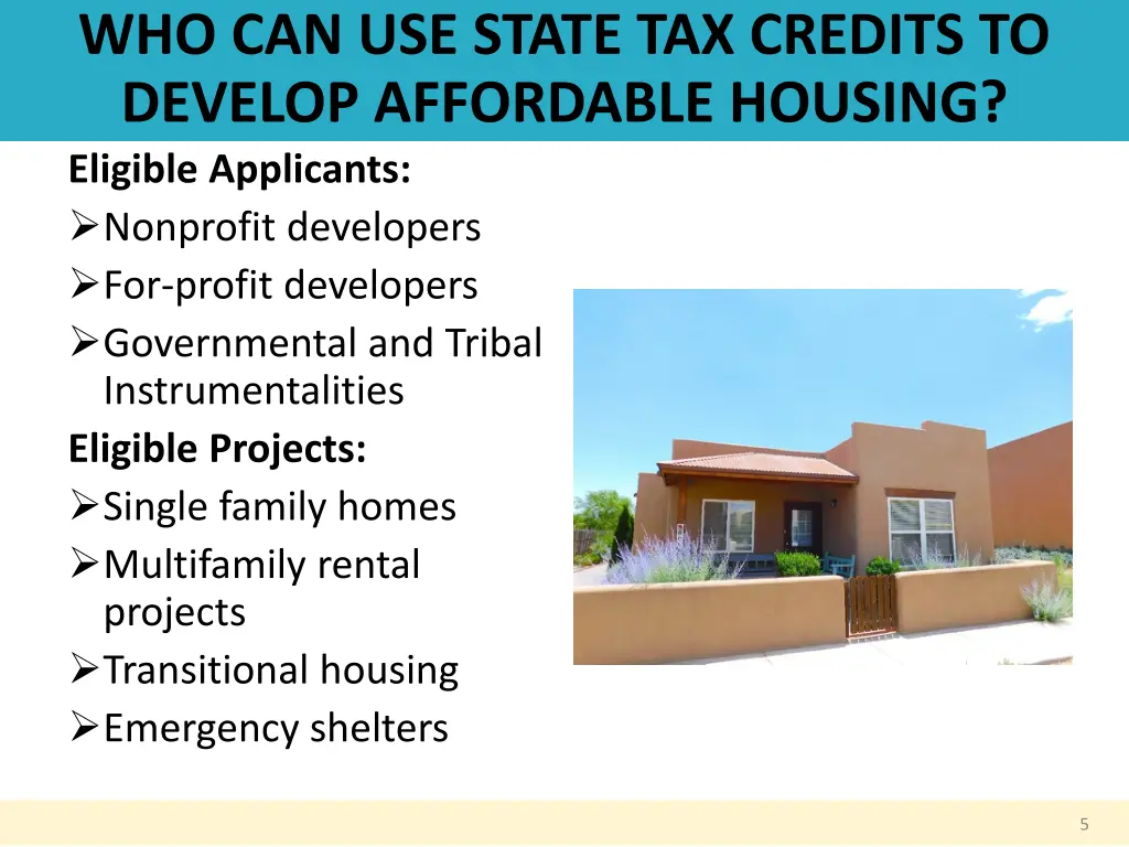 who can use state tax credits to develop