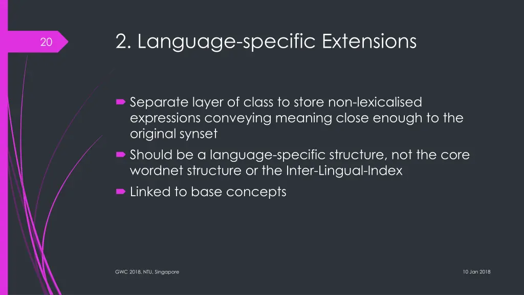 2 language specific extensions
