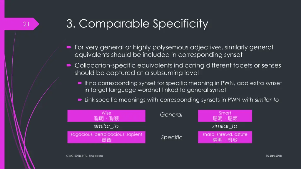 3 comparable specificity