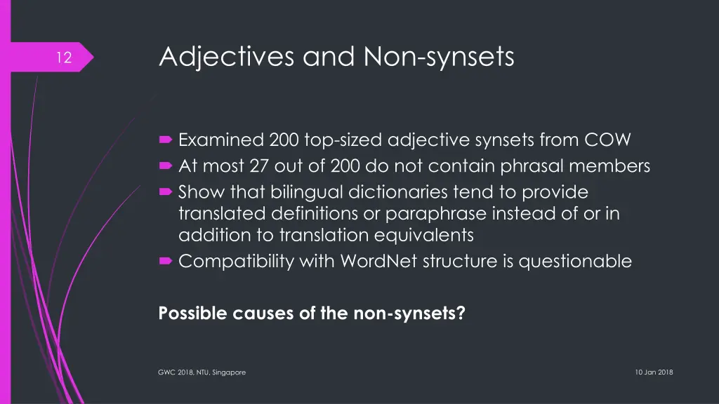 adjectives and non synsets