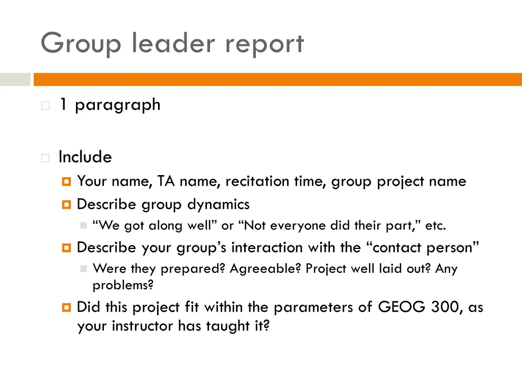 group leader report