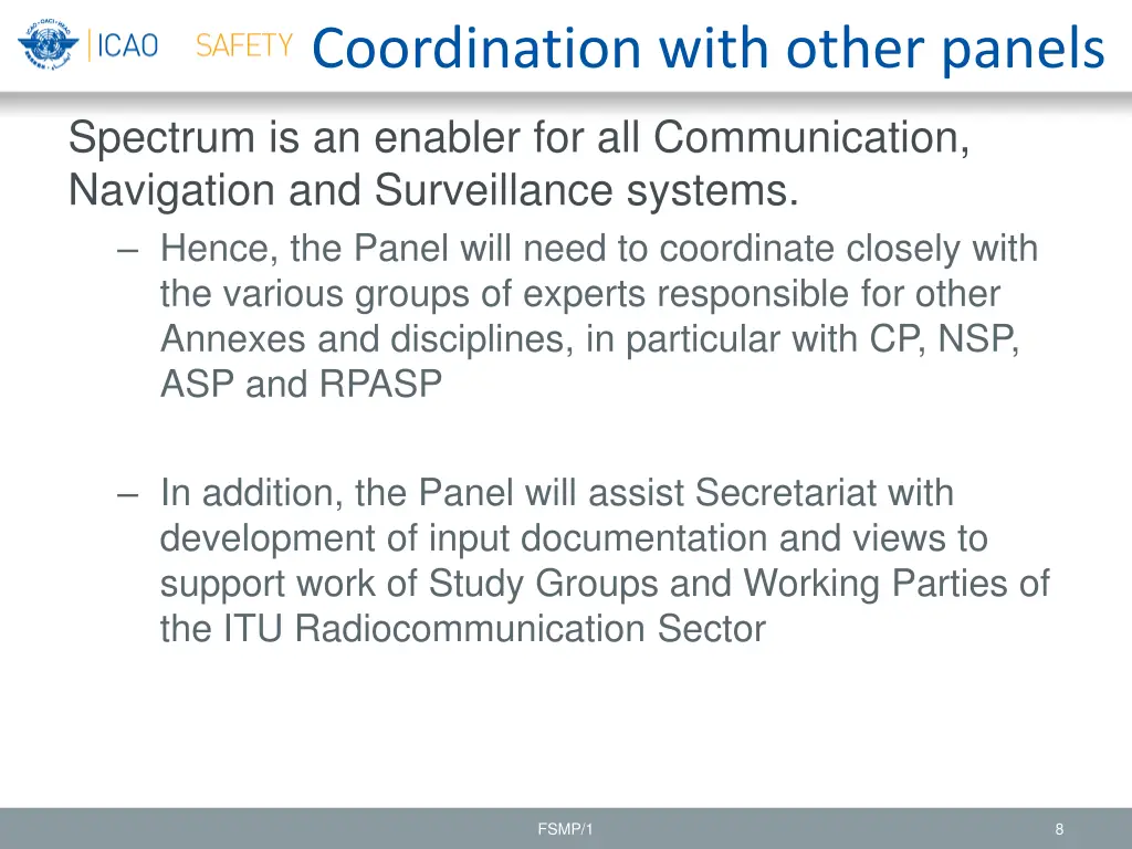 coordination with other panels