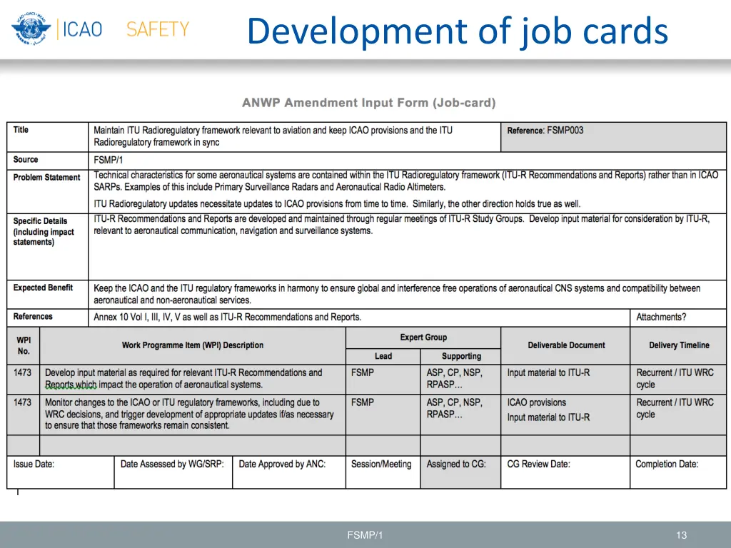development of job cards 3