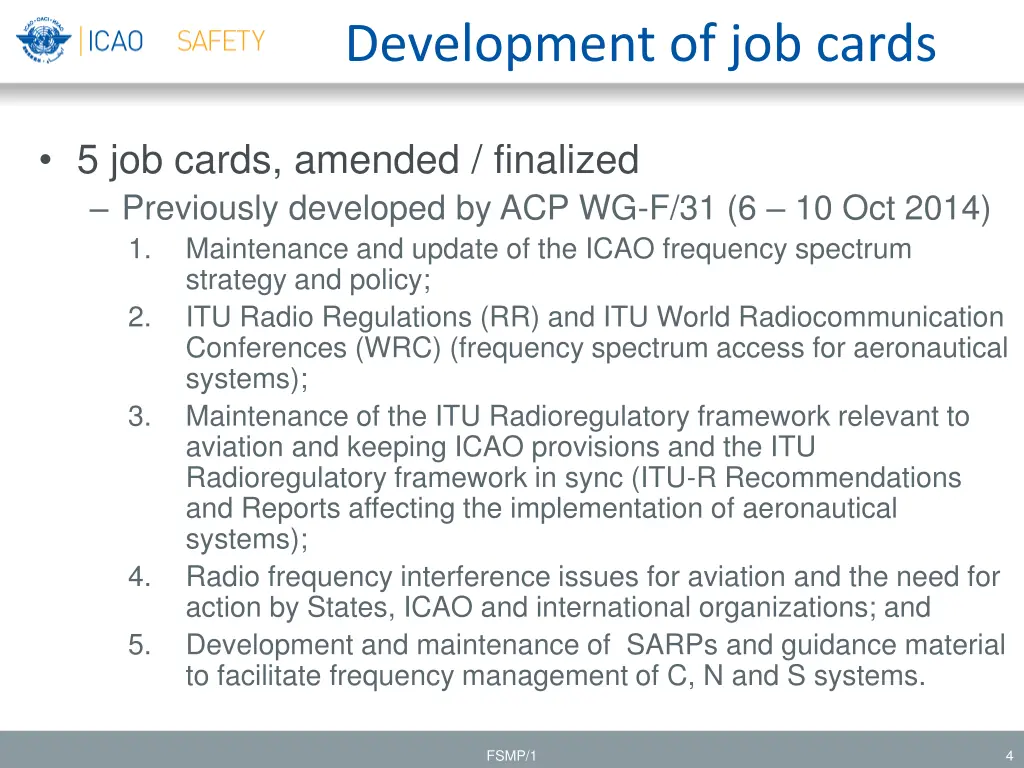 development of job cards